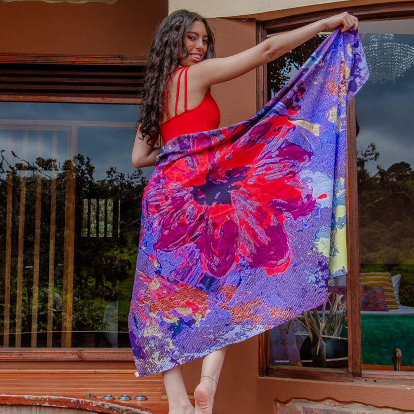 Pareos Amanecer Floral Carmesí